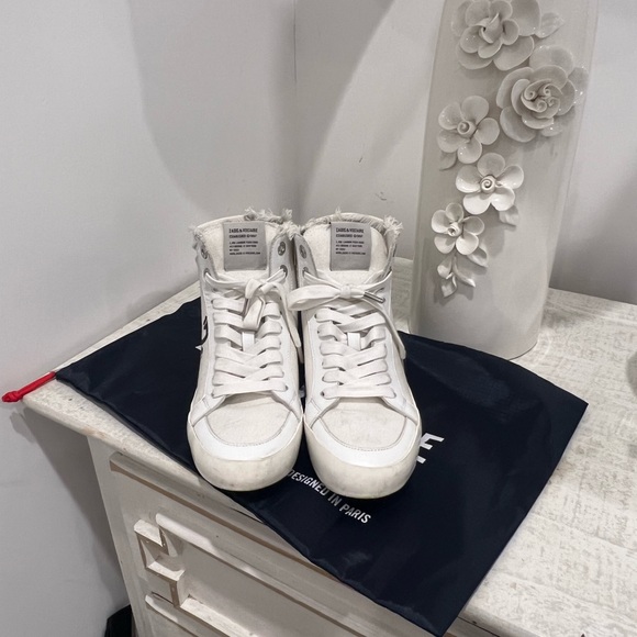 Zadig & Voltaire high top sneakers. Distressed design and graphics. Barely worn - Picture 2 of 8